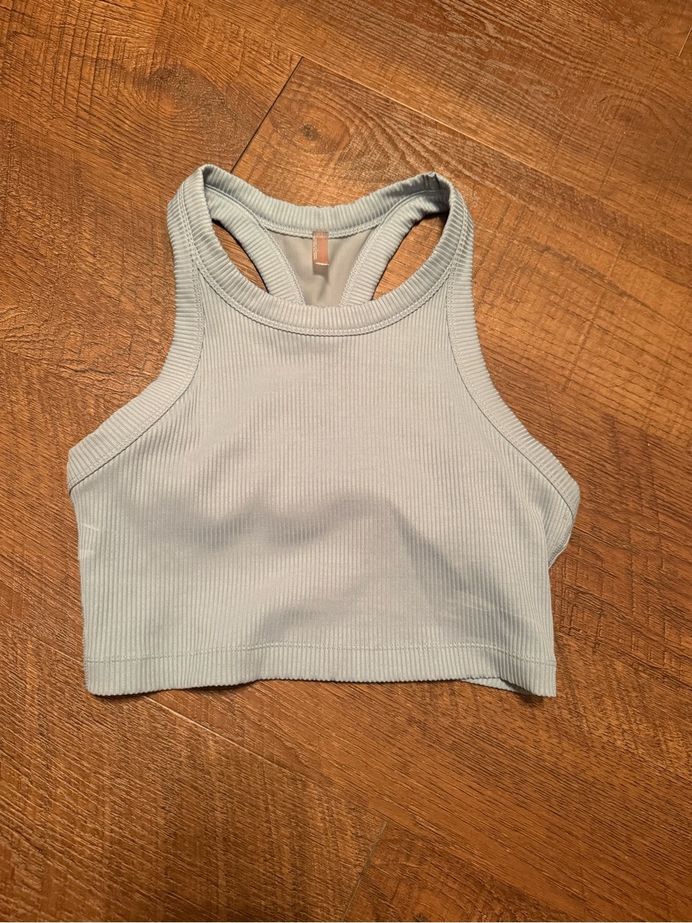 Ribbed Racerback Crop Tank Top - Light Blue